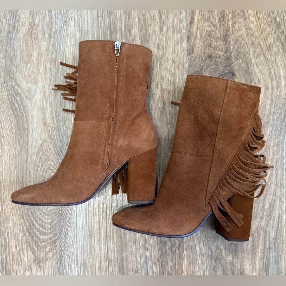 Dolce Vita Rhoda Brown Suede Block Heel Boots MSRP $240 Size 7.5 EUC